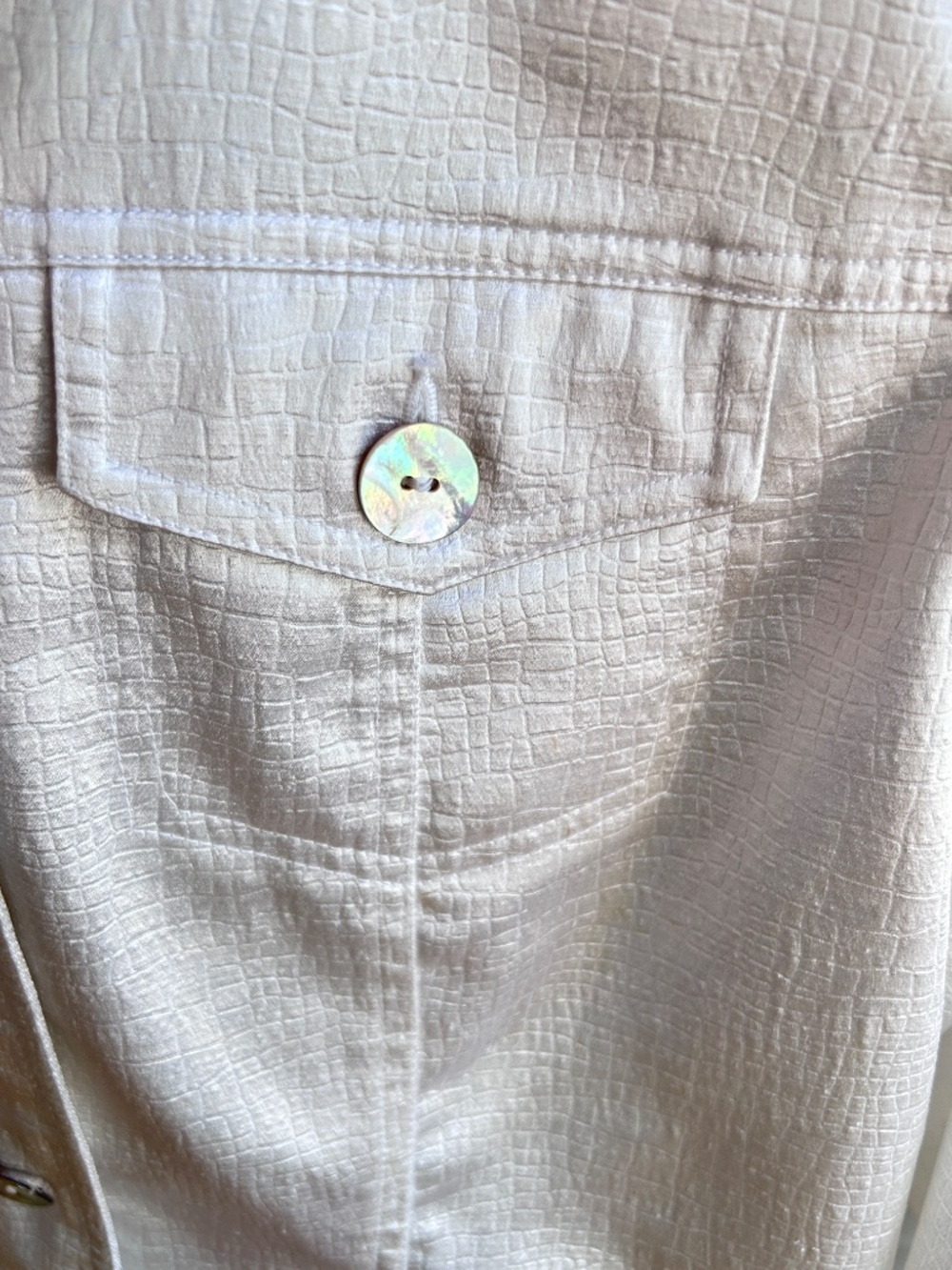 Ruby Rd. White Textured Button Front Jacket Size 14 - Picture 4 of 5